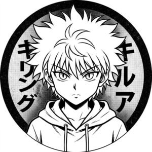 Killua profile picture black white