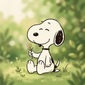Snoopy holding flower Snoopy holding flower