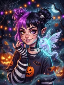 Ghost and girl Halloween characters 20261012002619
