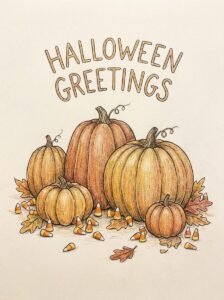 Pumpkin and Candy Corn drawing